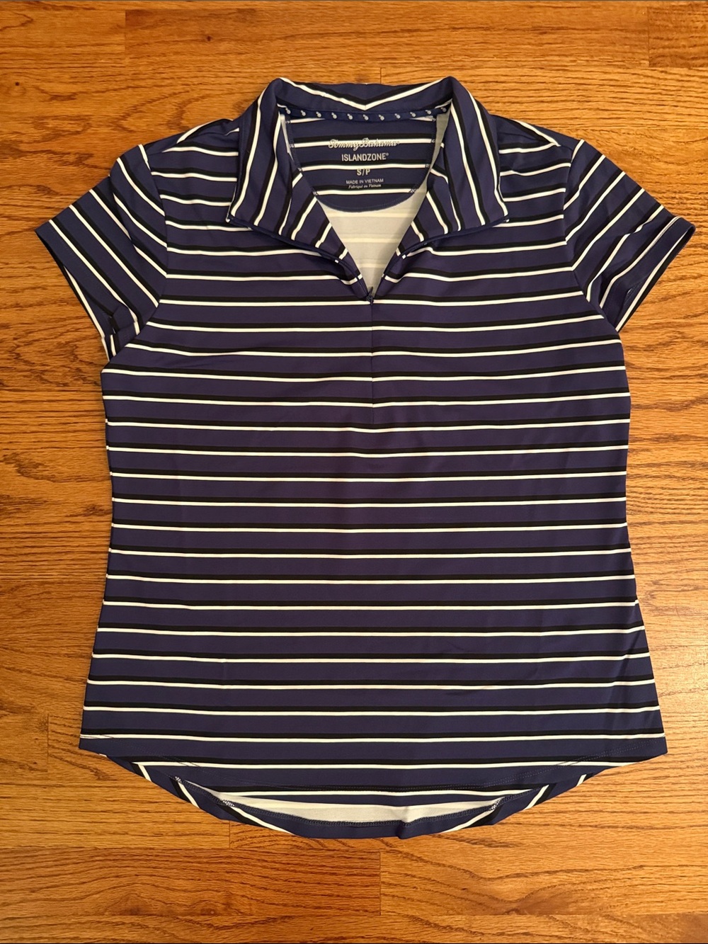 Tommy Bahama Navy Striped Polo Top